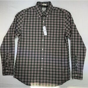 J Crew Secret Wash Slim Fit Organic Cotton L/S Plaid Oxford Shirt Size M NWT